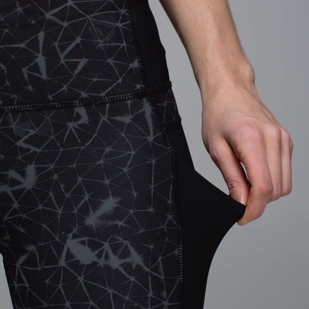 Lululemon Trail Bound 7/8  Black Geometric Print Leggings Size 4